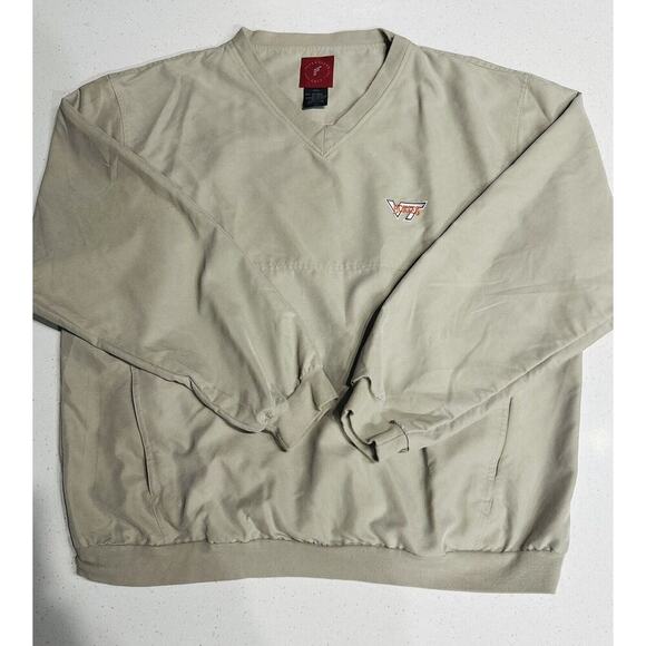 Va Tech Hokies Men’s V Neck Pullover Pockets Lightweight XL Tan Football - Picture 3 of 8